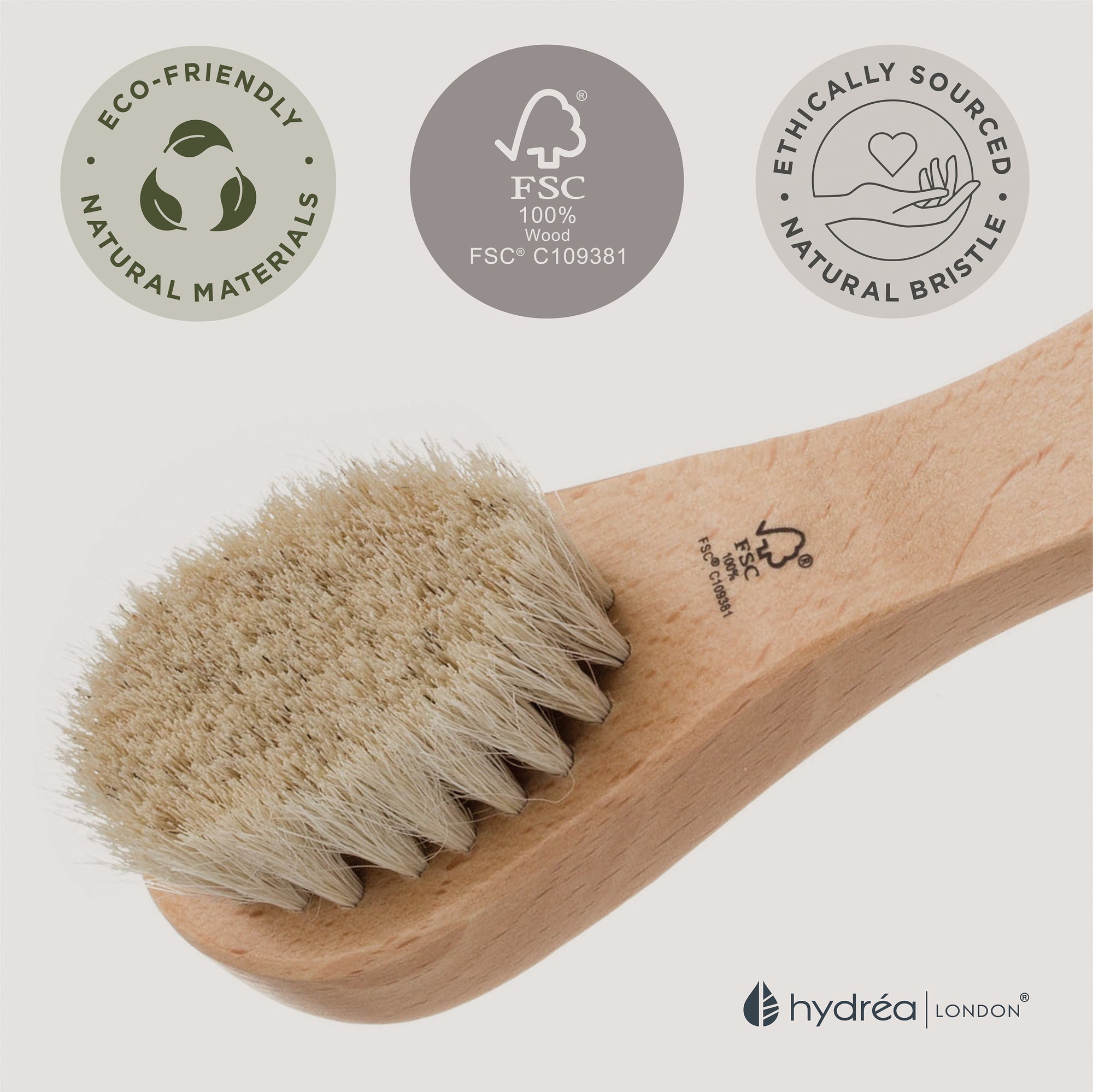 Hydrea facial brush with pure bristle (soft/medium strength)