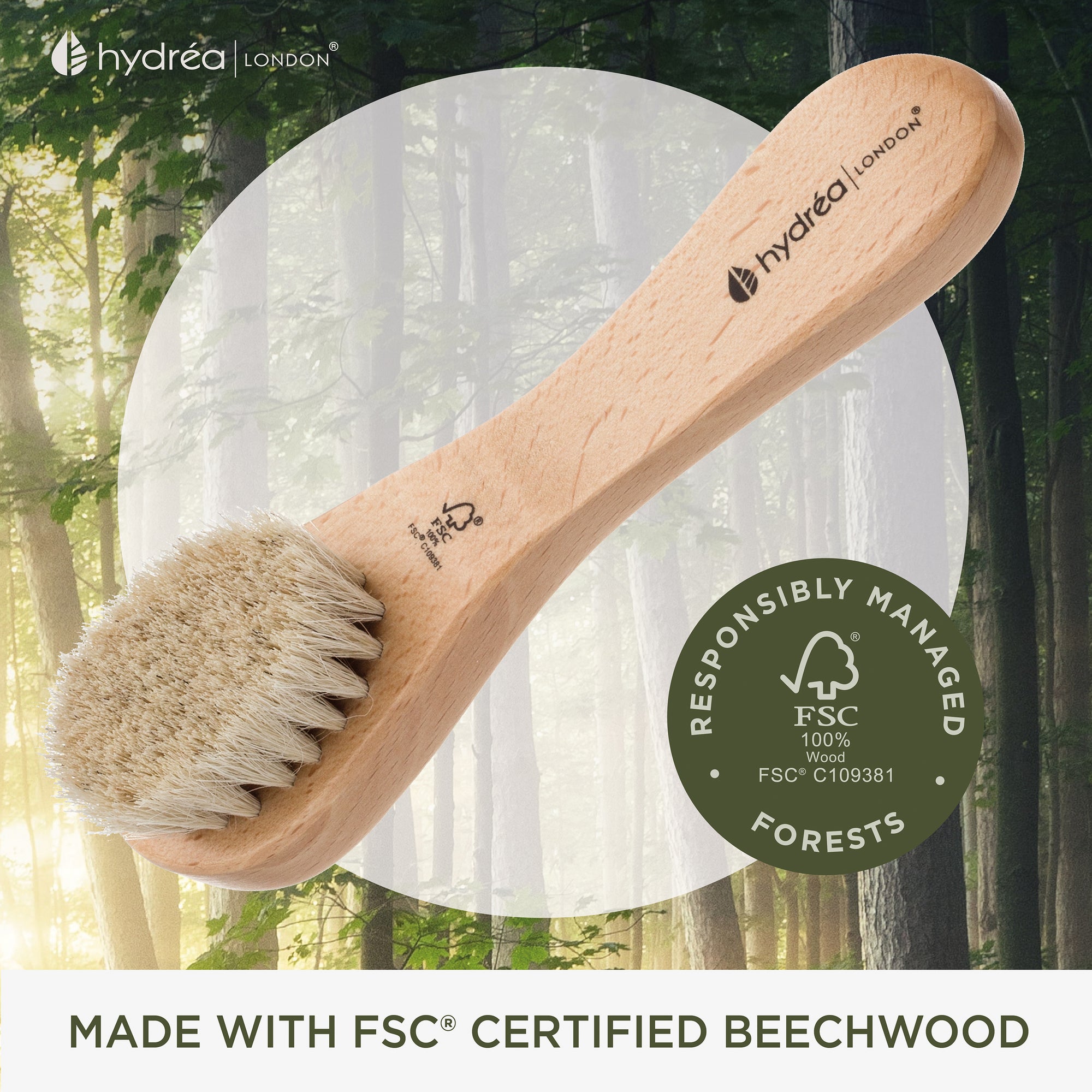 Hydrea facial brush with pure bristle (soft/medium strength)