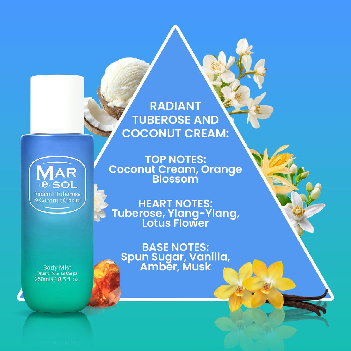 Radiant Tuberose &amp; Coconut Cream Body Mist 250ml